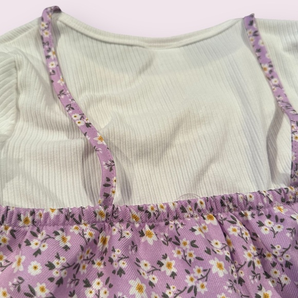 Girls Lily Bleu Charming Lilac Floral Print Camisole Tee Shirt Size 8 - Picture 7 of 8